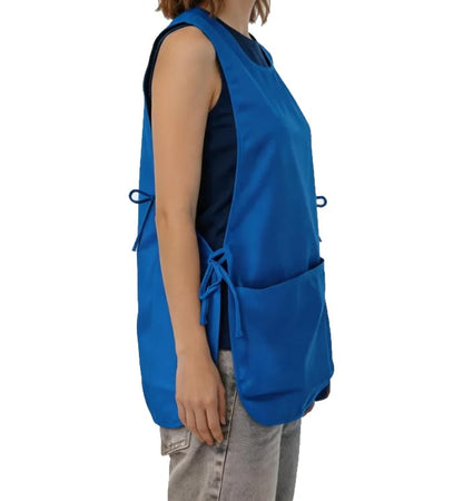 Large Smock Cobbler Apron for Men & Women, Adjustable Side Ties & 2 Pockets - color: Blue+pink