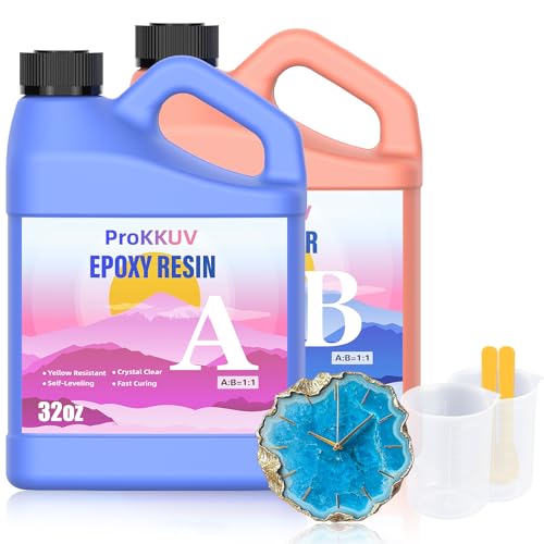 Epoxy Resin Kit, 64OZ Kit Crystal Clear Resin Epoxy, Bubble Free, No Yellowing, UV Resistant, Food Safe, Easy Mix 1:1 for DIY Crafts Jewelry Making(32OZ x 2) - size: 64OZ kit