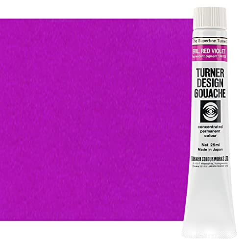 Turner Colour Works Design Gouache Concentrated Permanent Color - 25ml Tube, Brilliant Red Violet - Watercolor Paint, Made in Japan, Opaque Layering Abilities