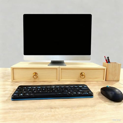 Natural Wooden Storage Box Desk Drawer Single Wood Cabinet Organizer Drawer Tabletop Storage Organization Box with Metal Handle for Desk Home Office Counter Craft Decor (1 Drawer) - style: 1 Layer
