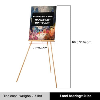 Falling in Art 65" A-Frame Tripod Easel Stand, Wooden Display Easel with Adjustable Canvas Holder, Floor Easel for Wedding Signs, Posters, Paintings, Artwork(Natural) - color: Natural-1 Pack