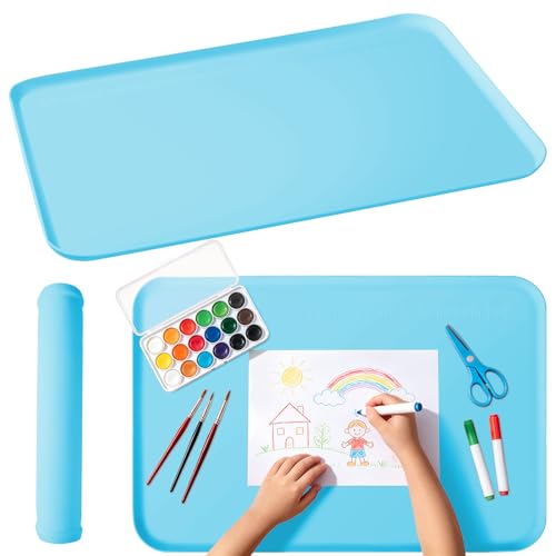 Silicone Art Mat for Crafts, 24"x16" Silicone Painting Mat to Keep Clean Protects Surfaces Perfectly for Crafts, Legos, Resin & Jewelry-Making, DIY Crafts Mat - color: Blue