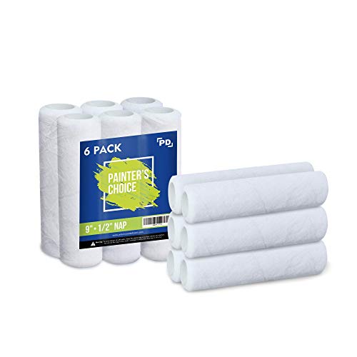 Precision Defined Paint Roller Covers 9-Inch, Paint Roller Refills 6-Pack, Replacement Covers for Roller Brushes Set, Exterior Paint Roller Cover Set for Painting Walls, Smooth Rolling (1/2-Inch Nap) - color: 1/2 Nap, 6-pack, size: 9-Inch