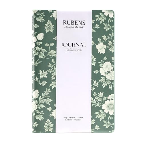 rubens Watercolor Journal, 3.9x5.9 inch Watercolor Sketchbook, 20 Sheets 100% Cotton Soft Cover Travel Sketchbook, 140lb/300gsm Acid-Free Cold Press Watercolor Papers for Watercolor, Gouache, Acrylic - color: Jade Green, size: 3.9"x5.9"