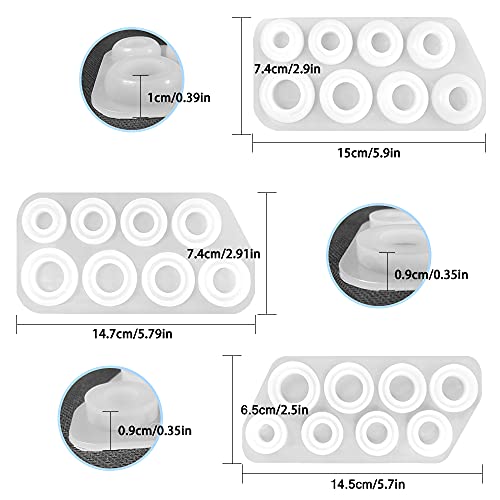 3Pcs Different Shapes Silicone Resin Ring Mold, SENHAI 8 Sizes Ring Jewelry Resin Casting Mold, for DIY Rings, Earrings, Necklace Pendants, Keyrings, Crafts, Decorations Making