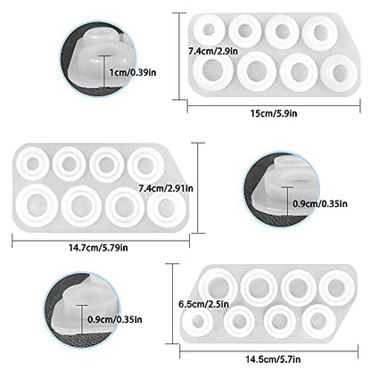 3Pcs Different Shapes Silicone Resin Ring Mold, SENHAI 8 Sizes Ring Jewelry Resin Casting Mold, for DIY Rings, Earrings, Necklace Pendants, Keyrings, Crafts, Decorations Making