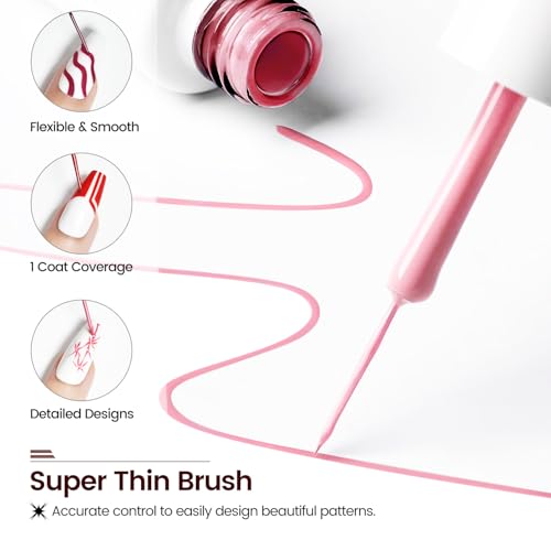 JODSONE 10pcs Nail Art Gel Liner Set,3D Nail Art Pens Effect for Fine Lines,Thin Brush Detail Polish,DIY Painted Nails at Home Salon,Liner Gel Nail Polish for Girls & Women - color: 10colors set