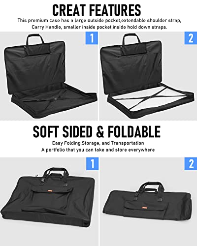 Nicpro Art Portfolio Bag 20 x 26 Inches, Waterproof Nylon Artist Case Carrying Bag Soft Sided with Shoulder Strap, Storage for Artwork Sketch, Drawing, Canvas, Photography, Poster, Solar Panel - size: 20 x 26 inches