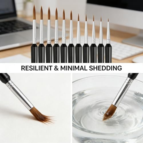 Detail Paint Brushes, 11Pcs Detail Brush Set, Miniature Paint Brushes for Fine Detailing & Art Painting, Suitable for Acrylic, Watercolor, Oil, Models, Paint by Numbers and DIY Craft Projects