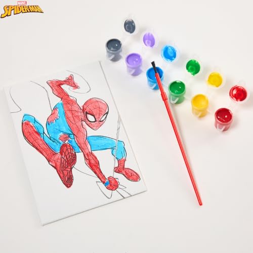 Innovative Designs Marvel Spiderman Canvas Paint Set for Kids with 3 Canvases, Acrylic Paint, Paintbrush, & Easel - color: Spiderman