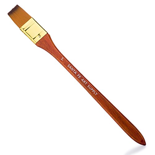 Artist Paintbrush Flat Wide 1 Inch. Acrylic Oil Watercolor & Face Paint. Long Handle Replacement Paint Brushes