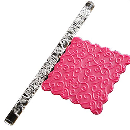 Acrylic Rolling Pin with 28 Patterns, Lightweight 6.3x0.4 Inch Textured Design for Cookie Dough and Pastry (#18) - size: 52008 flower vine