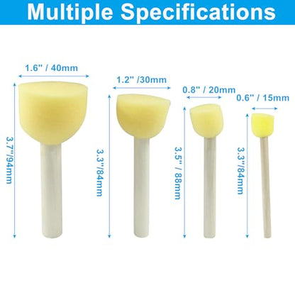 40 Pcs Round Sponge Brush Paint Set 4 Assorted Sizes Foam Sponge Wood Handle Paint Brush Set for Painting Crafts, DIY Painting Tools(4 Sizes) - style: 10 * 4Sizes