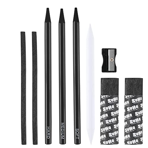 Soho Urban Artist Charcoal Drawing Set - Drawing Charcoal for Artists, Students, Blending, Live Figure Drawing, & More! - [Black - Drawing Set] - size: 1 Count (Pack of 1)