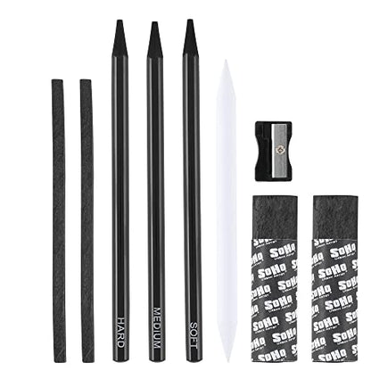 Soho Urban Artist Charcoal Drawing Set - Drawing Charcoal for Artists, Students, Blending, Live Figure Drawing, & More! - [Black - Drawing Set] - size: 1 Count (Pack of 1)