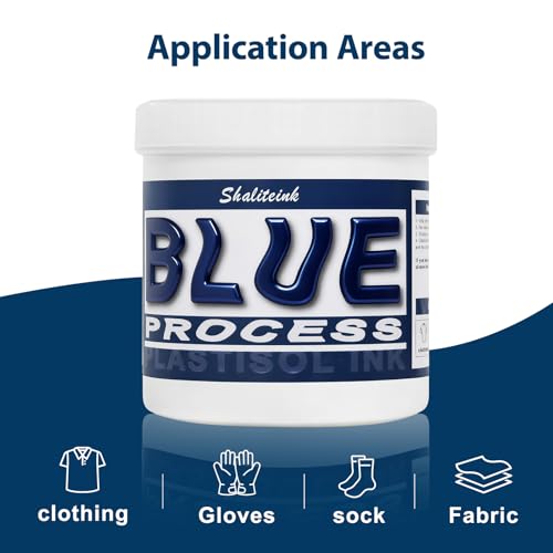 Shaliteink® Screen Printing Plastisol Ink Process Blue - Highly Opaque Screen Printing Ink for Cotton, Polyester and Other Fabrics (16oz.) - color: Process Blue, size: 16 fl oz