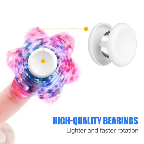 16 Pack Fidget Spinner Bearing and Cap Replacement Set, Chrome Steel Bearing Balls, High Speed 13mmx7mmx4mm Bearings Single Sealed Small Bearings for Fidget Spinner - size: ONLY 16 WHITE Cap Bearings