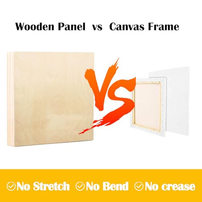 Falling in Art 2 Pack Unfinished Wooden Canvas Panels, 24x24 Gallery Birch Wood Panels Kit, 1 1/2" Deep Art Cradle Boards for Acrylic Painting, Pouring and Burning ﻿ - size: 24*24 2 Pack