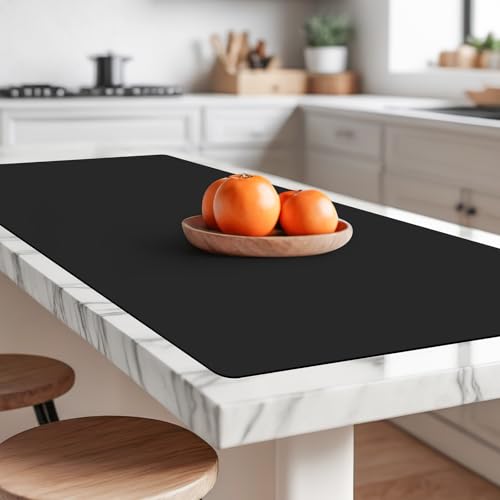 Extra Large Silicone Countertop Protector,Heat Resistant Silicone Mat for Kitchen Counter, Non Slip Coffee Work Desk Mat, Craft Mat, Placemat, Multi-purpose and Thick - color: Black, size: 35.4"L x 23.6"W
