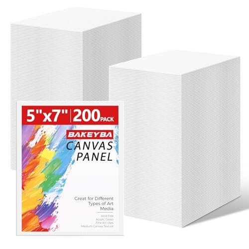Canvas Boards for Painting 200 Pcs, 5x7 Inch 100% Cotton White Blank Canvas Panels, Art Supplies for Acrylics Oil Watercolor Tempera Paints - size: 5"x7"- 200pcs