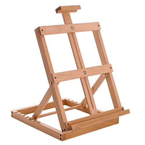 U.S. Art Supply Venice Heavy Duty H-Frame Tabletop Easel - Artist Studio Desktop Drawing Table, Portable Drafting Table, Adjustable Art Board, Tabletop Easel for Painting, Holds Up to 23" Canvas