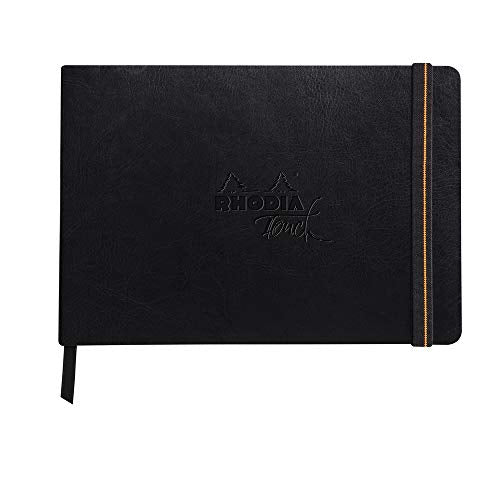 Rhodia Touch Leatherette Bristol Softcover Notebook, A5, Landscape, Plain 32 Sheets - size: A5