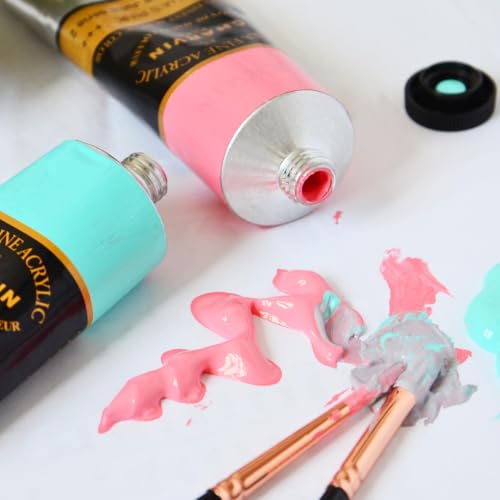 Charvin Extra-Fine Artists' Acrylic Paints - Luxurious Professional Artist Paint Created to Mimic The Colors of Nature - [Basic Set of 9-20ml Tubes] - color: Basic Set of 9 - 60ml Tubes