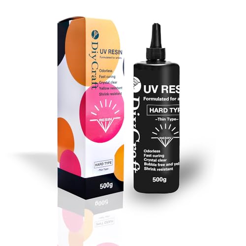 UV Resin - DIYcraft Odorless Crystal Clear Hard Resin 500g, Fast Curing Epoxy Resin for DIY Resin Molds, Jewelry Making - Suitable Art Craft Beginner UV Resin Jewelry Making Kit
