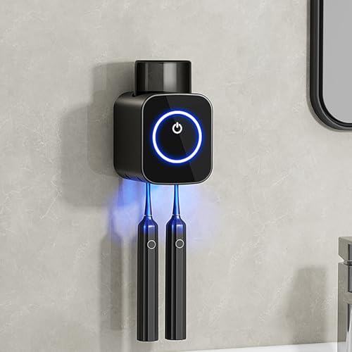 Bathroom Toothbrush Holders - Smart Drying and Cleaning, Solar Charging, Small Toothbrush and Cup Storage Rack, Stylish Bathroom Decor and Accessories for Home and RV (Gray)