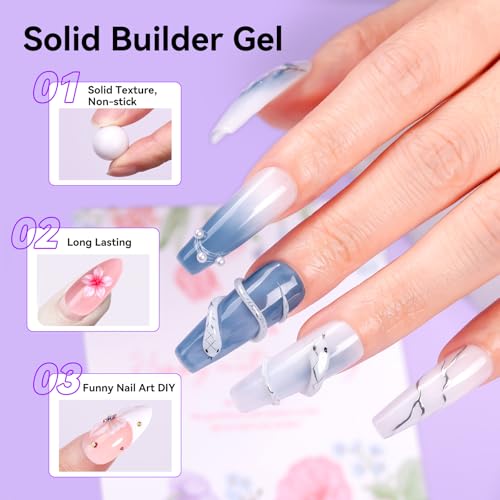 Makartt White 3d Gel Nail Art: 4-in-1 3d Nail Gel Sculpting Gels White Non-sticky for Extension, Shaping, 15ML Solid Builder Nail Gel for Nail Strengthen & Sculpture Gels for Nails Salon Home - color: White
