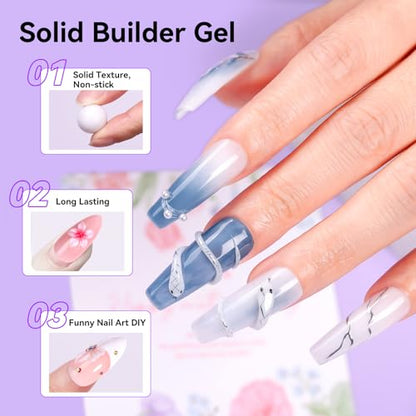 Makartt White 3d Gel Nail Art: 4-in-1 3d Nail Gel Sculpting Gels White Non-sticky for Extension, Shaping, 15ML Solid Builder Nail Gel for Nail Strengthen & Sculpture Gels for Nails Salon Home - color: White