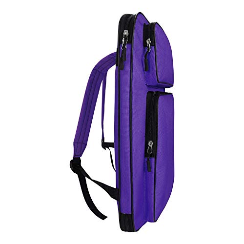 haozaikeji A3 Artist Portfolio Carry Case Bag Portable Waterproof Canvas Shoulder Bag Painting Pad Backpack for Sketching Painting Art Supplies with Shoulder Straps & Carry Handle - color: Purple