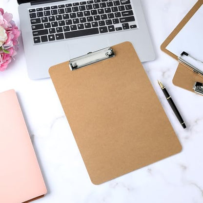 Wood Clipboards Set of 2, Letter Size Hardboard Clip Board 8.5x11 | A4 Standard Size 9" x 12.5" for Classroom, Students, Office & School Supply