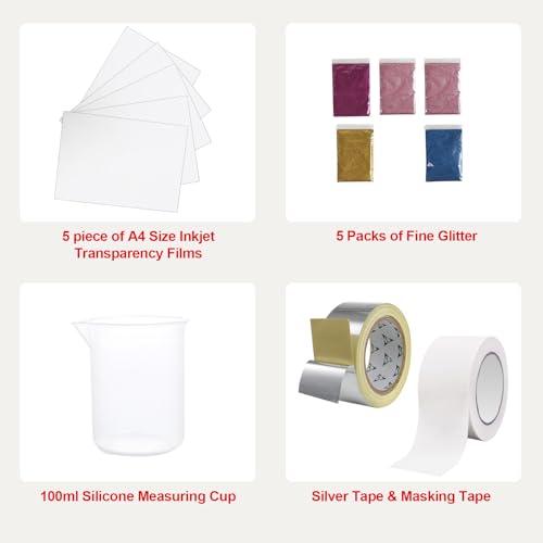 Happybuy Screen Printing Kit, 3 Aluminum Frames, 5 Glitters, Squeegees & Transparency Films, 6x10/8x12/10x14 Inch, 110 Mesh Count for DIY T-Shirt Printing