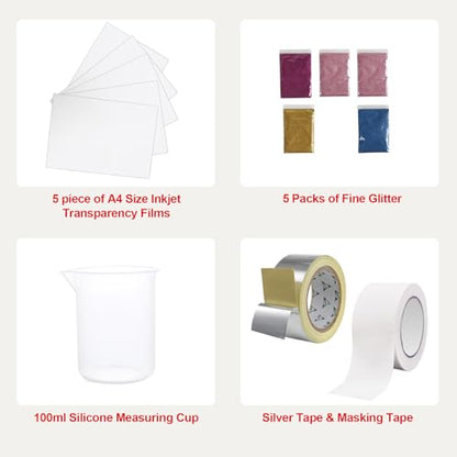 Happybuy Screen Printing Kit, 3 Aluminum Frames, 5 Glitters, Squeegees & Transparency Films, 6x10/8x12/10x14 Inch, 110 Mesh Count for DIY T-Shirt Printing