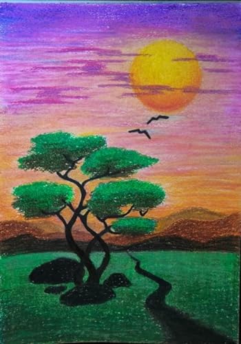 TIAMECH A4 Reusable Night Scene Stencil for Painting | Moon Road Tree Mountain Layering Template, DIY Wall Art, Wood Furniture, Scrapbook & Crafts (8.3x11.7inch) - style: Moon Road