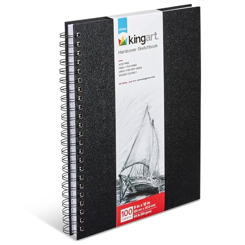 KINGART Hardcover Sketchbook Journal – 9x12 Inch, 1-Pack – Heavyweight Acid-Free Blank Drawing Notebook for Studio Sketching and Art Preservation