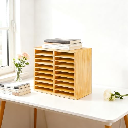 Bamboo Marker Holder Organizer, 126 Pens Capacity, 18 Compartments, Art Supply Storage for Alcohol Markers, Pens, Pencils