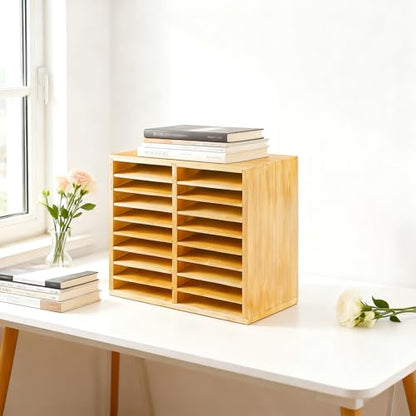 Bamboo Marker Holder Organizer, 126 Pens Capacity, 18 Compartments, Art Supply Storage for Alcohol Markers, Pens, Pencils
