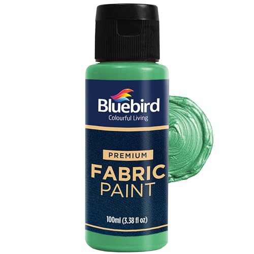 BLUEBIRD Fabric Paint, Emerald Green, 3.4 Fl Oz, Permanent Fabric Paints for Clothes, Furniture Upholstery - color: Emerald Green, size: 3.4 Fl Oz (Pack of 1)
