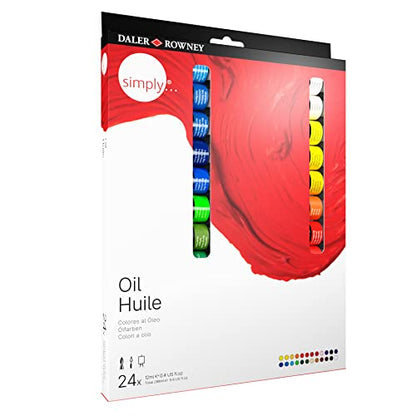 Daler-Rowney Simply 24 x 12ml Oil Paint Set, 24 Assorted Colours, Ideal for Entry-Level Artists & Hobbyists - style: 24 Pack