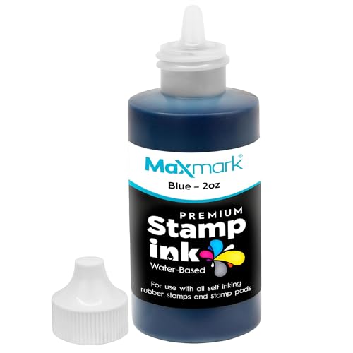 MaxMark Premium Refill Ink with Control Tip Bottle for Self-Inking Stamps, Blue Color - 2 oz. - color: Blue, size: 2 fl oz