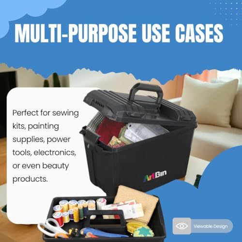 ArtBin 6917AB Sidekick XL Carrying Case, Portable Art & Craft Organizer with Handle, [1] Plastic Storage Case, Black