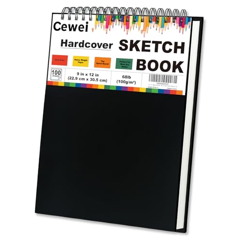 9" x 12" Sketch Book, Top Spiral Sketchbook, 100 Sheets Sketch Pad, (68 lb/100 GSM) Drawing Paper Pad, Drawing Pad for Kids, Artist Sketchbook for Drawing, Illustration & Art Supplies. - color: Black, size: 9" x 12" (Pack of 1)