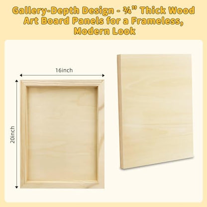 4 Pack 16x20 Basswood Paint Pouring Panels Pre-Sanded Acrylic Oil Resin | Sturdy pre-sanded wooden panels for acrylic pouring, oil & resin art, for pro artists & exhibitions - size: 16 * 20-4pk