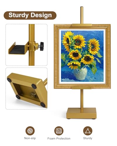 Adjustable Tabletop Easel Stand, Gold Picture Easels for Display Up to 17" H, Metal Picture Frame Holder Stand Table for Art, Photo (2 Pack) - color: Gold 2Pack