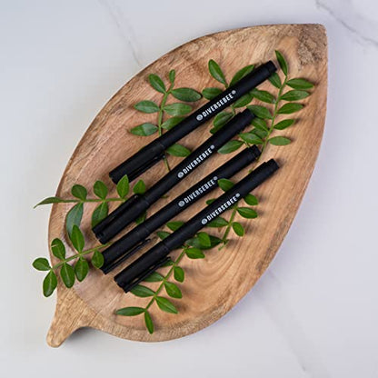 DIVERSEBEE Fine Tip Permanent Pens, 4 Pack Quick Dry Markers, Transparent Sticky Notes Writing Pens, Office School Art Supplies, Black Oil Based Fineliners