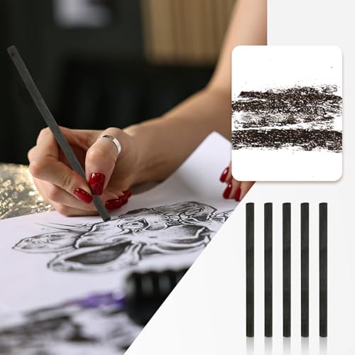 PATIKIL 7-8mm Willow Charcoal Sticks, 25 Pack Vine Sketch Drawing Charcoal Pencil Art Supplies for Sketching Shading Painting Artist Beginner Art Sketch, Black