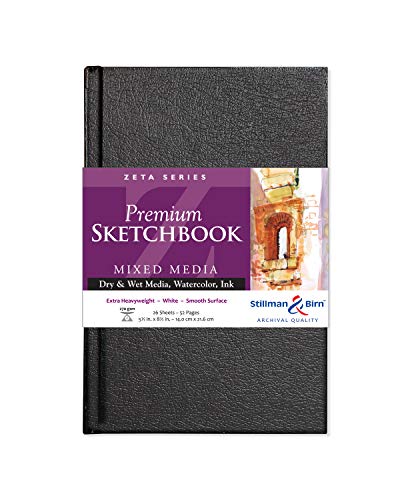 Stillman & Birn Zeta Series Hardbound Sketchbook, 5.5" x 8.5", 270 gsm (Extra Heavyweight), White Paper, Smooth Surface - size: 5.5" x 8.5" 270 gsm (Extra Heavyweight)