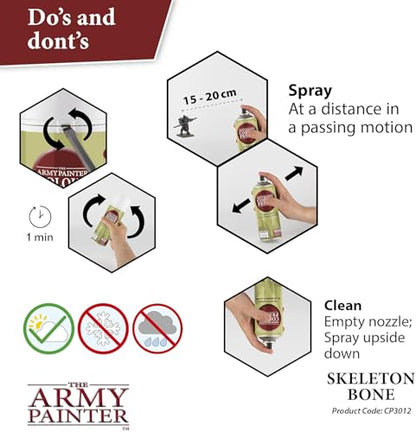 The Army Painter Colour Primer Skeleton Bone, 400 mL Acrylic Spray Primer, Spray Paint Basecoat for Miniature Priming, Tabletop Roleplaying, Boardgames, and Wargames Miniature Modelling - color: Skeleton Bone
